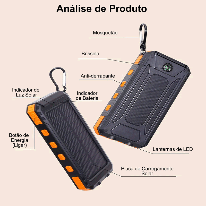 Carregador Solar Portátil Sol Life - Para Todos os Smartphones